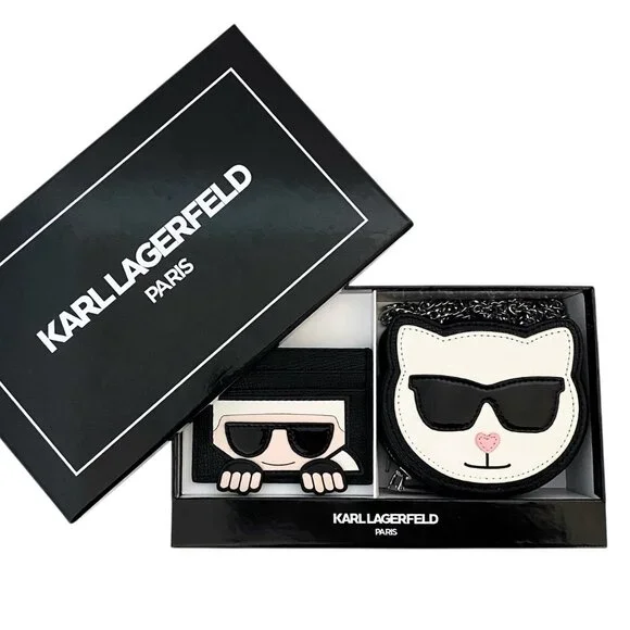 Karl Lagerfeld Paris Karl & Choupette 2pc Mini Cat Purse & Card Holder Gift Set - Picture 5 of 10